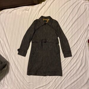 Banana Republic Grey Tweed Mac Coat with Belt Size Medium